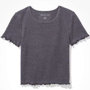 American Eagle Outfitters Grey Waffle Baby Tee NWT XS
